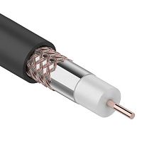 Кабель коаксиальный RG-6U RUICHI, Cu/Al/Cu, 64%, 75 Ом, бухта 100 м, чёрный, OUTDOOR, для наружных работ | код 113039 | Ruichi