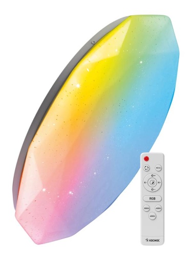 Светильник светодиодный PREMIUM DIAMOND-RGB 75Вт 230В 3000-6500К 6000лм IP40 502х83мм настенно-потолочный управляемый с пультом ДУ с RGB подсветкой КОСМОС KSDiamRGB75W Светильник светодиодный PREMIUM DIAMOND-RGB 75Вт 230В 3000-6500К 6000лм IP40 502х83мм настенно-потолочный управляемый с пультом ДУ с RGB подсветкой КОСМОС KSDiamRGB75W