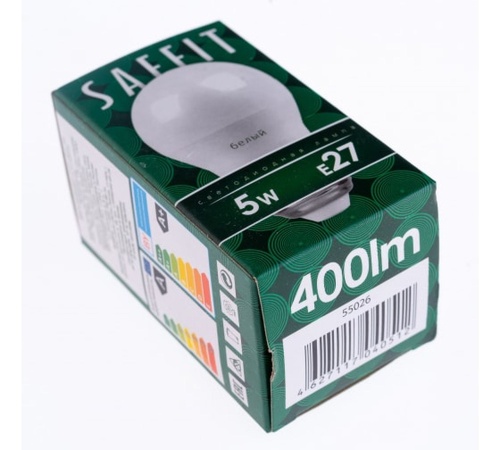 Лампа светодиодная LED 5вт Е27 белый матовый шар (SBG4505) | код 55026 | SAFFIT