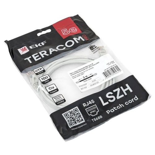 Патч-корд кат.5E UTP неэкранир. LSZH сер. 2.0м TERACOM PRO | код TRP-5EUTP-LSH-2M-GY | EKF фото 5