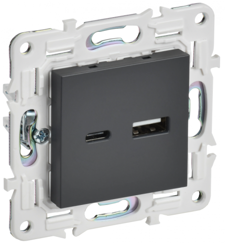 SKANDY Роз. USB A+C 3,1А SK-R14T титан IEK | код SK-U22-D31-K48 | IEK