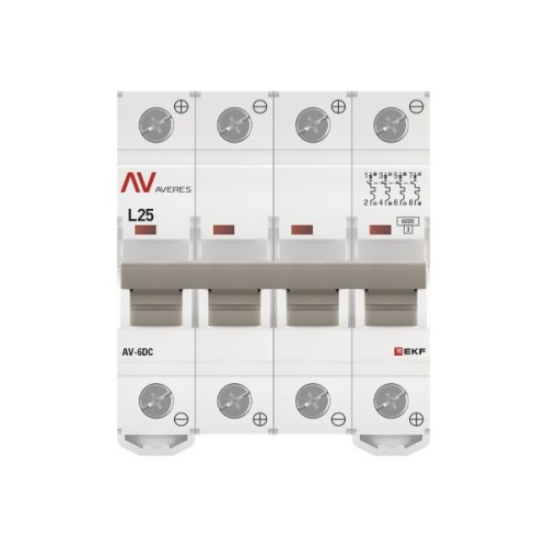 Выключатель автоматический AV-6 DC 4P 25A (L) 6kA EKF AVERES | код mcb6-DC-4-25L-av | EKF фото 5 Выключатель автоматический AV-6 DC 4P 25A (L) 6kA EKF AVERES | код mcb6-DC-4-25L-av | EKF фото 5