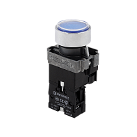 Кнопка плоская синяя с подсветкой, 220V AC/DC, 1NO, IP67, металл MTB2-BWF3661 | код 132655 | MEYERTEC