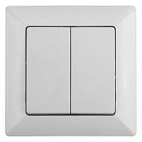 Выключатель Intro Solo 4-104-01 двухклавишный 10А-250В, IP20, СУ, белый | код Б0053585 | ЭРА