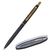 Ручка подарочная шариковая BRAUBERG Brioso, СИНЯЯ, корпус черный с золотистыми деталями, линия письма 0,5 мм | код 143466 | BRAUBERG