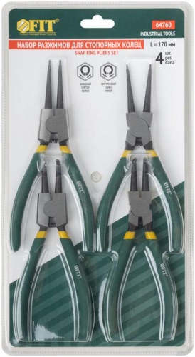 Разжим стопорных колец 170мм набор (уп.4шт) FIT 64760 фото 5