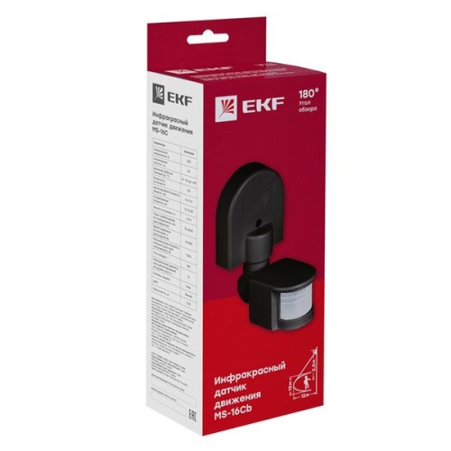 ИК датчик движения наст, 1200Вт 180гр, до 12м IP44 MS-16Cb черный PROxima | код dd-ms-16Cb | EKF фото 3 ИК датчик движения наст, 1200Вт 180гр, до 12м IP44 MS-16Cb черный PROxima | код dd-ms-16Cb | EKF фото 3