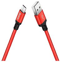Кабель USB 2.0 hoco X14, AM/microBM, красный, 2м | код 6957531062912 | Hoco