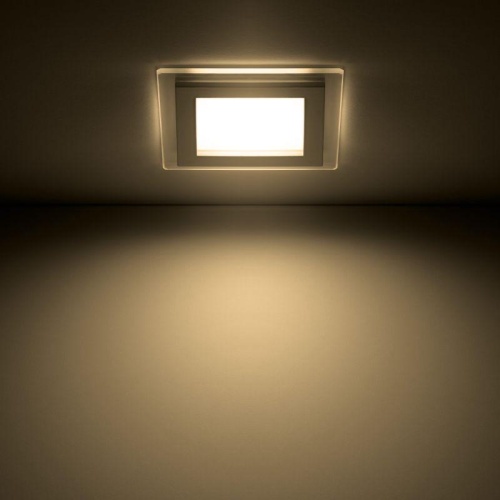 Светильник светодиодный ДВО 6 Вт 450 лм 3000К AC 220В IP20 квадрат 100х100х36мм монт разм 70х70мм Алюминий с декоративным стеклом Glass Gauss | код 948111106 | Gauss фото 2