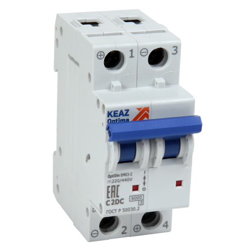 Автоматический выключатель модульный OptiDin BM63-2C20-DC-ОМ4-РЕГ (1 шт.) КЭАЗ | код 234011 | КЭАЗ Автоматический выключатель модульный OptiDin BM63-2C20-DC-ОМ4-РЕГ (1 шт.) КЭАЗ | код 234011 | КЭАЗ