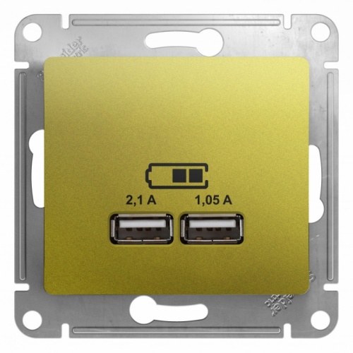 GLOSSA USB РОЗЕТКА A+A, 5В/2,1 А, 2х5В/1,05 А, механизм, ФИСТАШКОВЫЙ | код GSL001033 | Systeme Electric