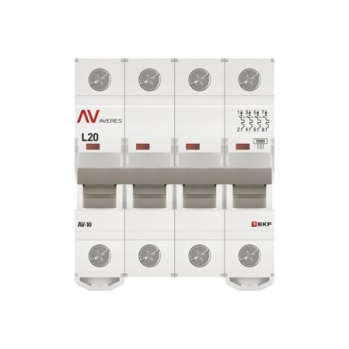 Выключатель автоматический AV-10 4P 20A (L) 10kA EKF AVERES | код mcb10-4-20L-av | EKF фото 5