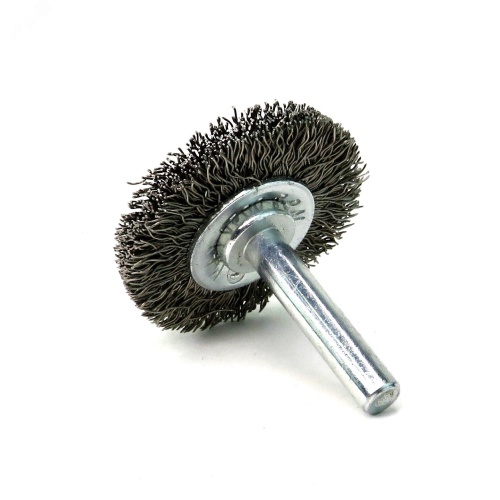 Щетка дисковая Д38x8 c хв-м д6x30, ворс гофр нерж сталь 0,30, до 4500 об/мин (13-170) | код EB-D38BS | EuroBrush