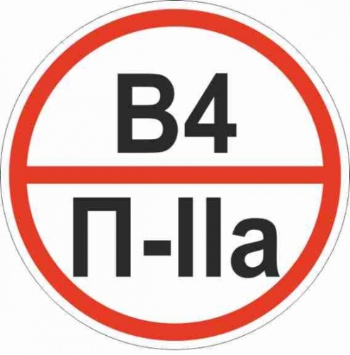 Знак Категории помещения по взрывопожарной и пожарной опасности В4 П-IIа 200х200 мм, пластик ГОСТ Р 12.4.026-2015 EKF | код pn-b4-p-lla | EKF
