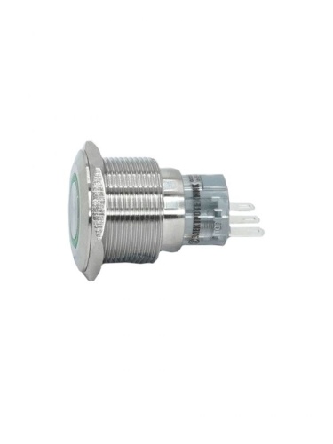 Выключатель кнопочный GQ22-L-11E/G/S 1НО+1НЗ цилиндр d22мм IP65 метал. зел. Электротехник ET020090