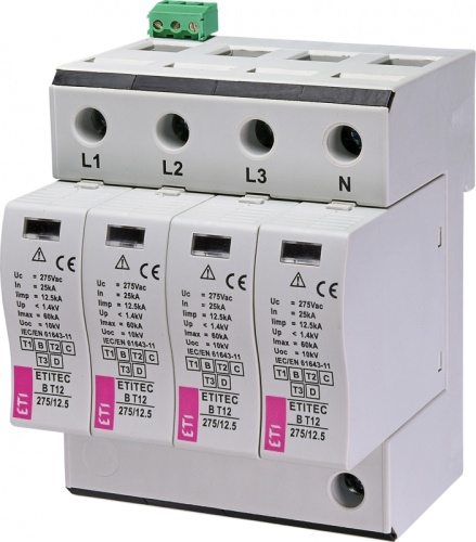 Ограничитель перенапряжения ETITEC B T12 275/12,5 (4+0) 4p, RC | код 002440326 | ETI