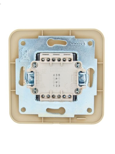 Переключатель проходной 2-кл.СП ASTI 10А IP20 в сборе крем. LEZARD 7081-0303-106 фото 2