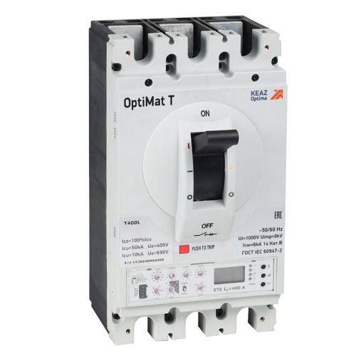 Выключатель автоматический с блоком защиты от токов утечки OptiMat T630L-RCA ETE 630A 4P | код 357001 | КЭАЗ