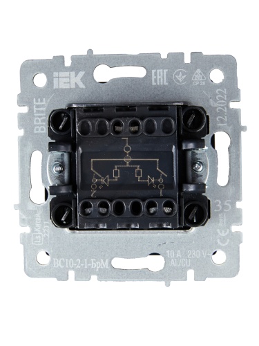 BRITE Выключатель 2-клавишный с индикацией 10А ВС10-2-1-БрМ маренго | код BR-V20-1-10-K35 | IEK фото 7