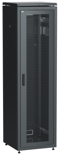 ITK Шкаф сетевой напольный 19" LINEA N 47U 600х600мм перфорированная передняя дверь черный | код LN05-47U66-P | IEK