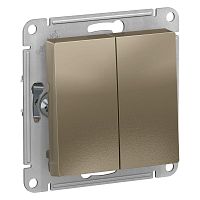 Переключатель 2-клавишный ATLASDESIGN, скрытый монтаж, шампань | код. ATN000565 | Schneider Electric