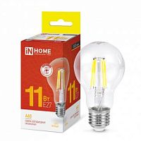 Лампа светодиодная LED-A60-deco 11Вт грушевидная прозрачная 3000К тепл. бел. E27 1160лм 230В | код 4690612026121 | IN HOME