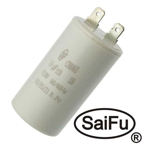 Пусковой конденсатор SAIFU CBB60, 10 мкФ, 450 В | код 102397 | Saifu