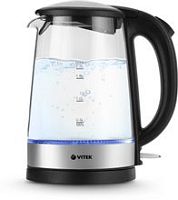 Чайник электрический Vitek VT-8810 1.7л. 2200Вт серебристый/черный корпус: стекло/пластик | код 2036207 | VITEK