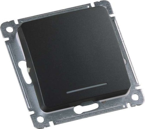 Выключатель одноклавишный, с индикацией, скрытой установки, в рамку, черный | код ВС10-412-08 | HEGEL