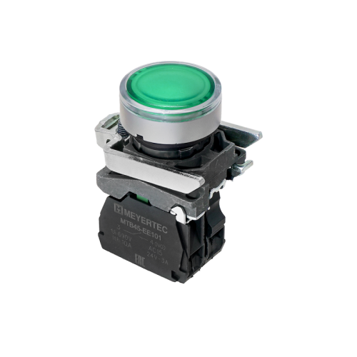 Кнопка зеленая с подсветкой, 1NO, 24V AC/DC, IP65, металл MTB4-BW33711 | код 137165 | MEYERTEC