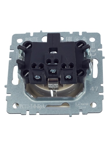 BRITE Розетка 1-местная с заземлением без защитных шторок 16А РС11-1-0-БрА алюминий | код BR-R11-16-K47 | IEK фото 3