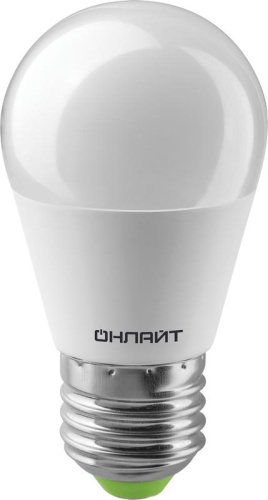 Лампа светодиодная 71 627 OLL-G45-8-230-4K-E27 8Вт шар 4000К бел. E27 600лм 176-264В | Код. 71627 | ОНЛАЙТ