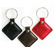 Ключ RF (RFID-13.56 МГц). Кожаный брелок с тиснением логотипа, черный.