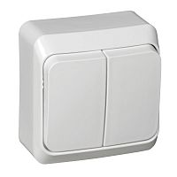 Выключатель 2-клавишный ЭТЮД, открытый монтаж, белый | код. BA10-002b | Schneider Electric