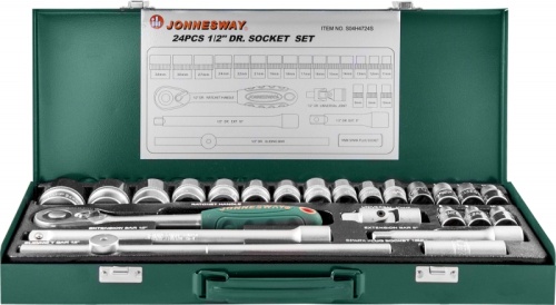 S04H4724S Набор головок торцевых 1/2DR, 8-34 мм, 24 предмета | код S04H4724S | JONNESWAY