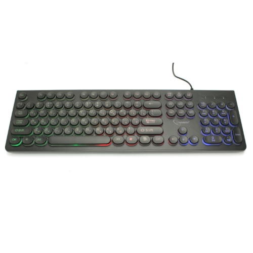 Клавиатура с подсветкой Gembird KB-240L, USB, черный, 104 клавиши, подсветка Rainbow, круглые клавиши, кабель 1.5м | код KB-240L | Gembird