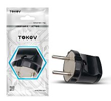 Вилка прямая 6А 250В без заземл. черн. | код TKL-PL-C05 | TOKOV ELECTRIC