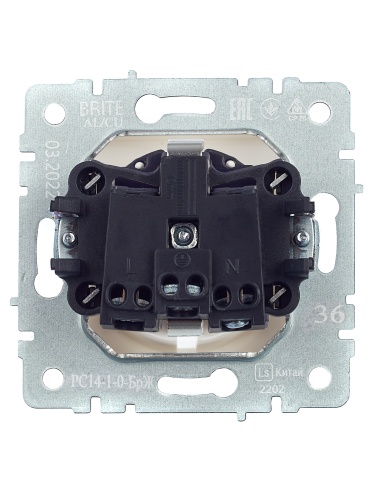 BRITE Розетка 1-местная с заземлением с защитными шторками 16А РС14-1-0-БрЖ жемчуг | код BR-R14-16-K36 | IEK фото 5