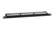 Cabeus PLHD-24-Cat.5e-Dual-90-0,5U Патч-панель высокой плотности 19 (0,5U), 24 порта RJ-45, категория 5e, Dual IDC, 90 градусов, с задним кабельным организатором | код 9666c | Cabeus
