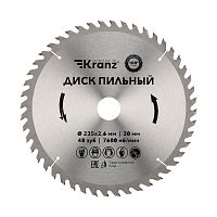 Диск пильный 235 мм х 48 зуб х 30 мм Kranz | код KR-92-0125 | KRANZ