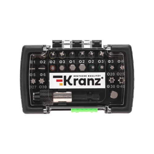 Набор бит с магнитным держателем, пластиковый кейс, 32 шт KRANZ | код KR-92-0464 | KRANZ