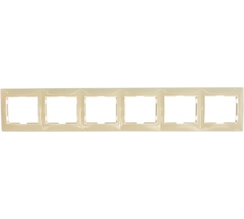 Севиль Рамка шестиместная горизонтальная слоновая кость (ivory) | код Б-С1043 | Универсал