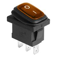 Выключатель клавишный 250V 6А (3с) ON-OFF желтый с подсветкой Mini ВЛАГОЗАЩИТА REXANT | код 36-2177 | REXANT