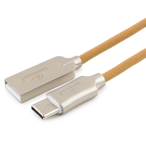 Кабель USB 2.0 Cablexpert CC-P-USBC02Gd-1.8M, AM/Type-C, серия Platinum, длина 1.8м, золотой, нейлоновая оплетка, блистер | код CC-P-USBC02Gd-1.8M | Cablexpert