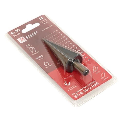 Ступенчатое сверло ST-4-30/2 HSS (14 ступ,) | код ST-4-30/2 | EKF фото 3