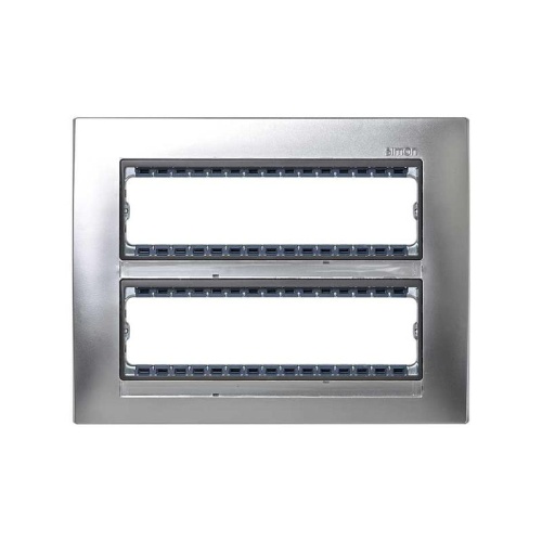 Накладка 2-х рядная с суппортами на 16 узких модулей, S82C, алюминий - графит | код 82851-38 | Simon