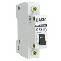 Выключатель автоматический однополюсный ВА 47-29 32А C 4,5кА Basic | код. mcb4729-1-32C | EKF 