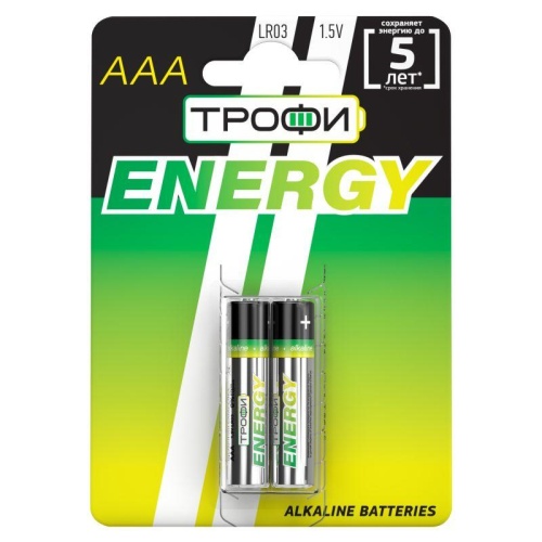 Элемент питания алкалиновый AAA/LR03-2BL Eco (блист.2шт) | код. Б0017043 | Трофи