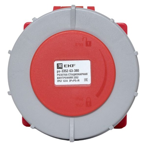 Розетка стационарная внутренняя 3352 3Р+РЕ+N 63А 380В IP67 PROxima | код ps-3352-63-380 | EKF фото 3 Розетка стационарная внутренняя 3352 3Р+РЕ+N 63А 380В IP67 PROxima | код ps-3352-63-380 | EKF фото 3