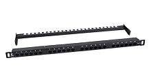 Cabeus PLHD-24-Cat.5e-Dual-180-0,5U Патч-панель высокой плотности 19 (0,5U), 24 порта RJ-45, категория 5e, Dual IDC,180 градусов, с задним кабельным организатором | код 9663c | Cabeus